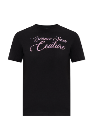 Tシャツ・カットソー VERSACE JEANS COUTURE Woman T-Shirt Violet 77HAH602J0148 363 Versace Jeans Couture T-shirt with printed logo | Men's
